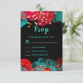 Red Alcohol Ink Sweet 16 Birthday Party RSVP (Staand voorkant)