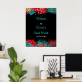 Red Alcohol Ink Sweet 16 Birthday Party Welcome Poster (Thuiskantoor)