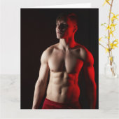 Red Alert Hot Guy Groetjes Kaart (Gele Bloem)