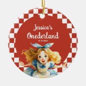 Red Alice in ONEDERLAND First Christmas Photo Keramisch Ornament (Voorkant)