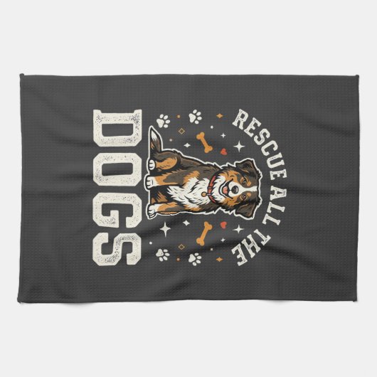 Red alle honden vintage hond theedoek (Horizontaal)