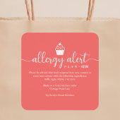 Red Allergy Alert Warning Cupcake Minimalist Vierkante Sticker
