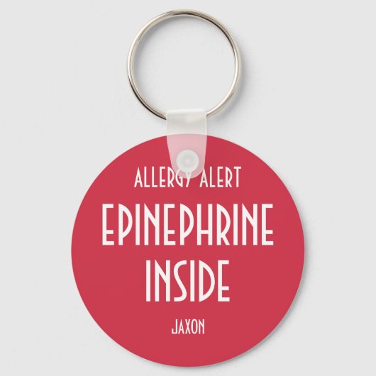 Red Allergy Personalized Medicine Epinefrine Kinde Sleutelhanger (Voorkant)