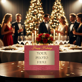 Red Alligator Printed Faux Texture Photo Happy Feestdagenkaart