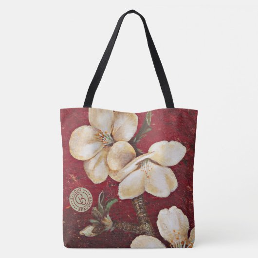 Red Almond Blossom Canvas tas (Achterkant)