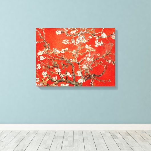 Red Almond Blossom Vincent Van Gogh Canvas Afdruk (Insitu (Houten vloer))