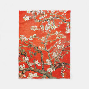 Red Almond Blossom Vincent Van Gogh Fleece Deken