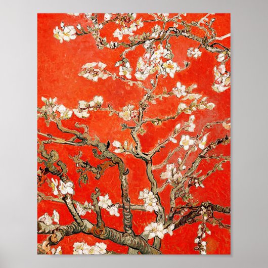 Red Almond Blossom Vincent Van Gogh Poster (Voorkant)