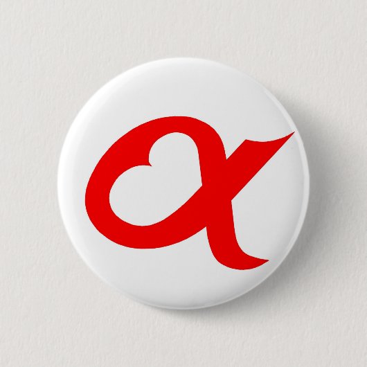 Red alpheart ronde button 5,7 cm (Voorkant)