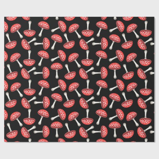Red Amanita Fly Agaric Mushroom Wrapping Paper Cadeaupapier (Vlak)