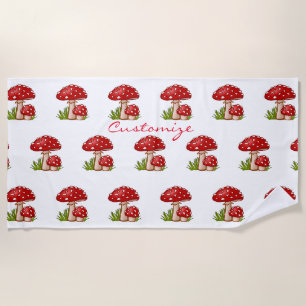 Red Amanita Mushrooms Thunder_Cove Beach Towel Strandlaken