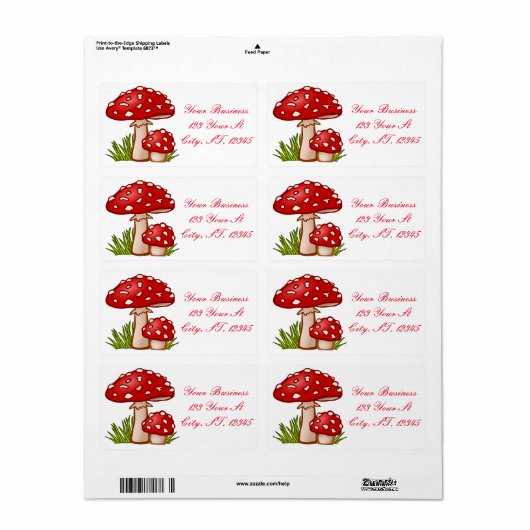 Red Amanita Mushrooms Thunder_Cove Etiket (Full Sheet)