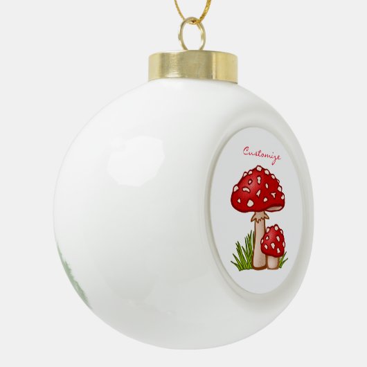 Red Amanita Mushrooms Thunder_Cove Keramische Bal Ornament (Links)