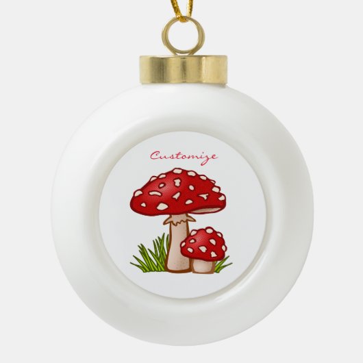 Red Amanita Mushrooms Thunder_Cove Keramische Bal Ornament (Voorkant)