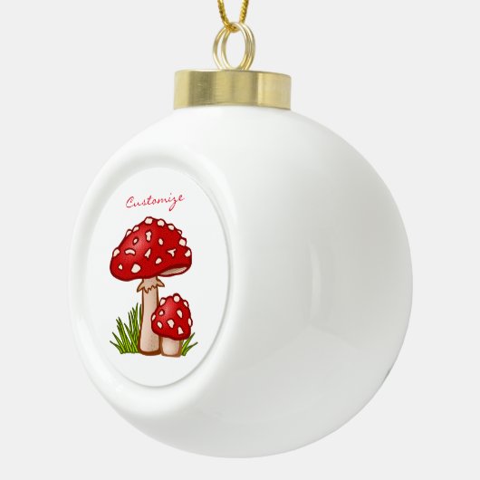 Red Amanita Mushrooms Thunder_Cove Keramische Bal Ornament (Rechts)