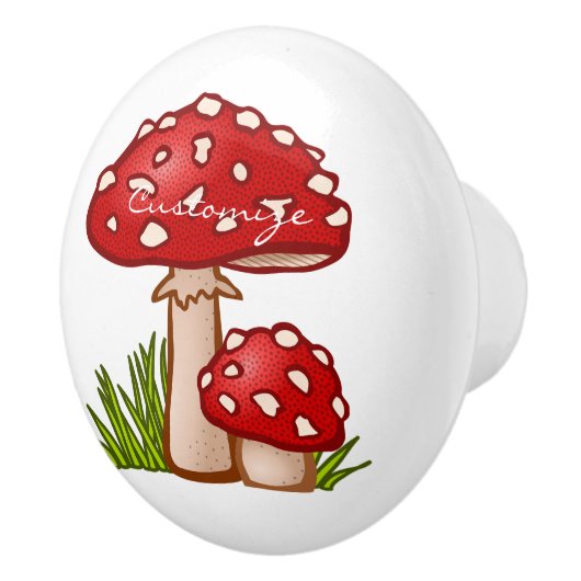 Red Amanita Mushrooms Thunder_Cove Keramische Knop (Rechts)