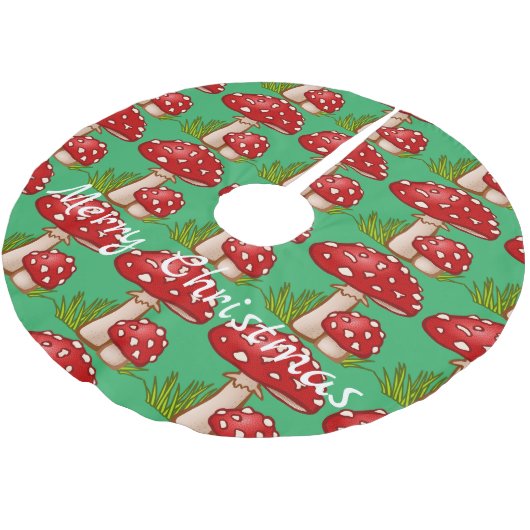 Red Amanita Mushrooms Thunder_Cove Kerstboom Rok (Gekanteld)