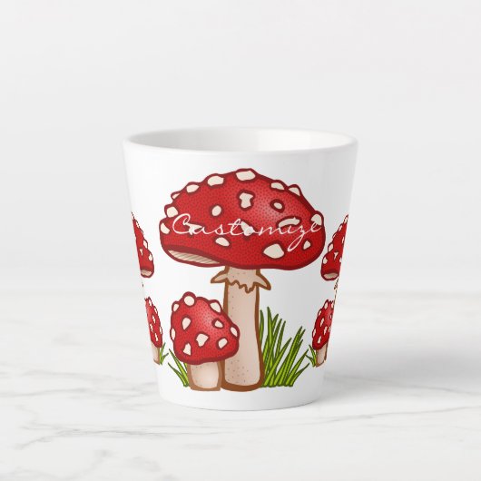 Red Amanita Mushrooms Thunder_Cove Latte Mok (Voorkant)