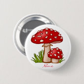 Red Amanita Mushrooms Thunder_Cove Ronde Button 5,7 Cm (Voorkant /achterkant)