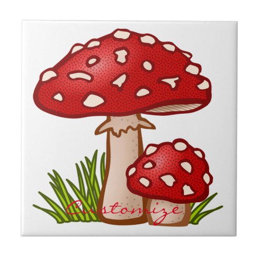 Red Amanita Mushrooms Thunder_Cove Tegeltje (Voorkant)