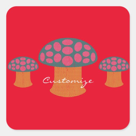 Red Amanita Mushrooms Thunder_Cove Vierkante Sticker (Voorkant)