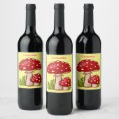 Red Amanita paddenstoelen Thunder_Cove Wine Label Wijn Etiket (Flessen)