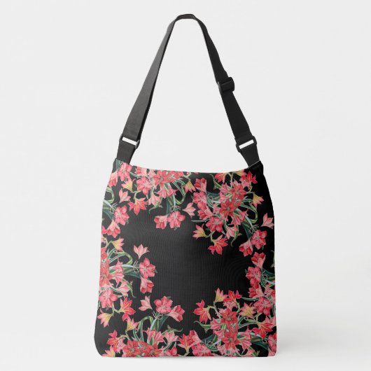 Red Amarylis Flowers Floral Shoulder Canvas tas (Voorkant)