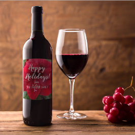 Red Amaryllis Bloom Personalized Holiday Wijn Etiket