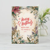 Red Amaryllis Christmas Feestdagenkaart (Staand voorkant)