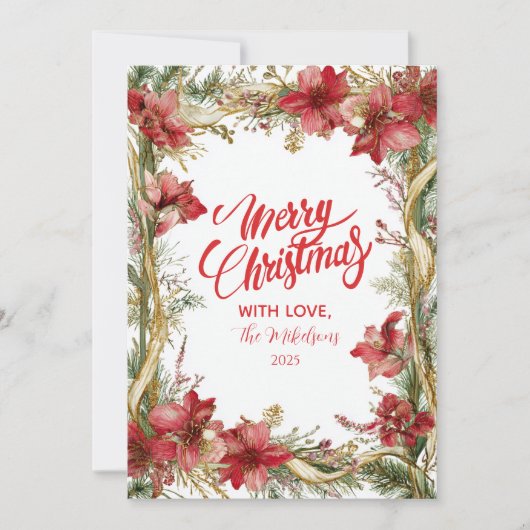 Red Amaryllis Christmas Feestdagenkaart (Voorkant)