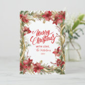 Red Amaryllis Christmas Feestdagenkaart (Staand voorkant)