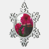 Red Amaryllis en Winter Sunrise Tin Sneeuwvlok Ornament (Rechts)