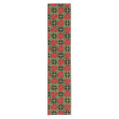 Red Amaryllis Floral Print Kersttable Runner Korte Tafelloper (Voorkant)