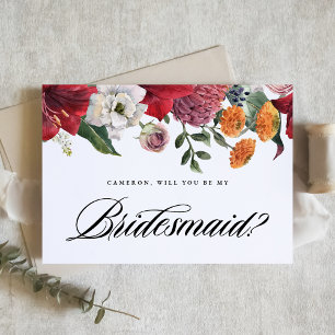 Red Amaryllis Floral zal je mijn Bridesmaid zijn Briefkaart