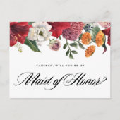Red Amaryllis Floral zal je mijn dienstmeisje zijn Briefkaart (Voorkant)