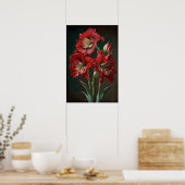 Red Amaryllis Flower Art Print Poster (Keuken)