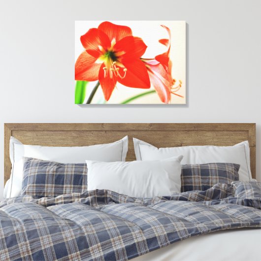 Red Amaryllis Flower Canvas Afdruk (Insitu (Slaapkamer))