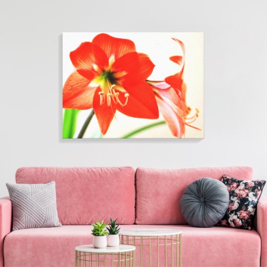 Red Amaryllis Flower Canvas Afdruk (Insitu (Woonkamer))
