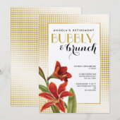 Red Amaryllis Flower Goudgecontroleerd Kaart (Voorkant / Achterkant)