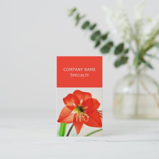 Red Amaryllis Flower Visitekaartje (Staand voorkant)