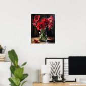 Red Amaryllis Flowers Art Print Poster (Thuiskantoor)