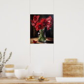 Red Amaryllis Flowers Art Print Poster (Keuken)