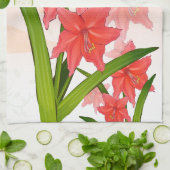 Red Amaryllis Flowers Theedoek (Gevouwen)
