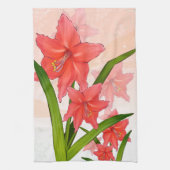Red Amaryllis Flowers Theedoek (Verticaal)