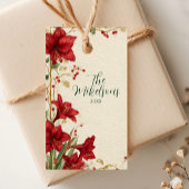 Red Amaryllis Rustic Christmas Cadeaulabel