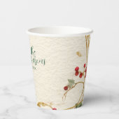 Red Amaryllis Rustic Christmas Papieren Bekers (Achterkant)