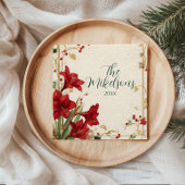 Red Amaryllis Rustic Christmas Servet