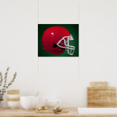 Red American football helm op groene achtergrond Poster (Keuken)
