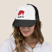 Red American Icon Buffalo trucker hat Trucker Pet (In situ)