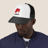 Red American Icon Buffalo trucker hat Trucker Pet (In situ)